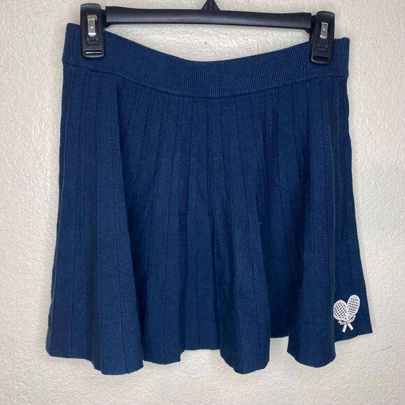 Juicy Couture Pleated Tennis Skirt Navy Blue Sparkly Rackets Mini NWT Size Small - Picture 2 of 8